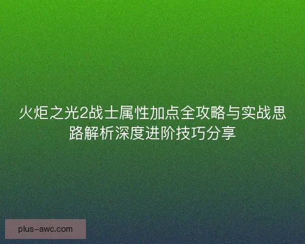 火炬之光2战士属性加点全攻略与实战思路解析深度进阶技巧分享 火炬之光2战士属性加点全攻略与实战思路解析深度进阶技巧分享