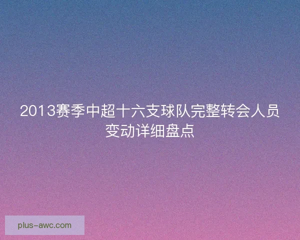 2013赛季中超十六支球队完整转会人员变动详细盘点