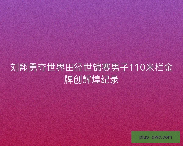 刘翔勇夺世界田径世锦赛男子110米栏金牌创辉煌纪录