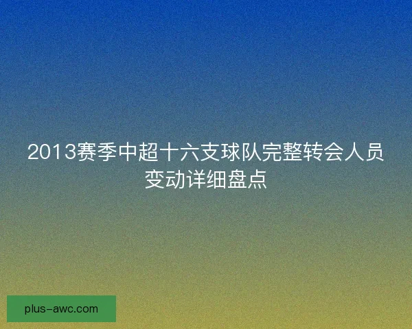 2013赛季中超十六支球队完整转会人员变动详细盘点